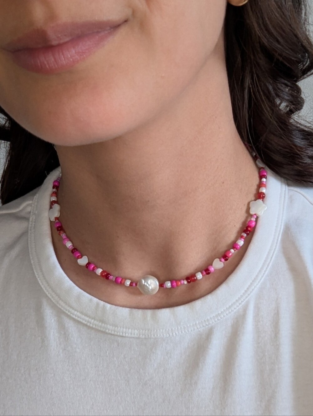 Full Bead Mode Galentines Beaded Necklace